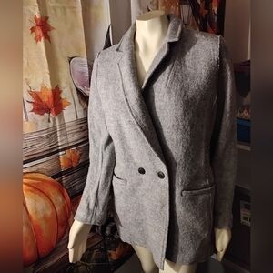 Talbots Wool Blend Women’s SZ 14 Large Gray Single Breasted Fall Winter Jacket